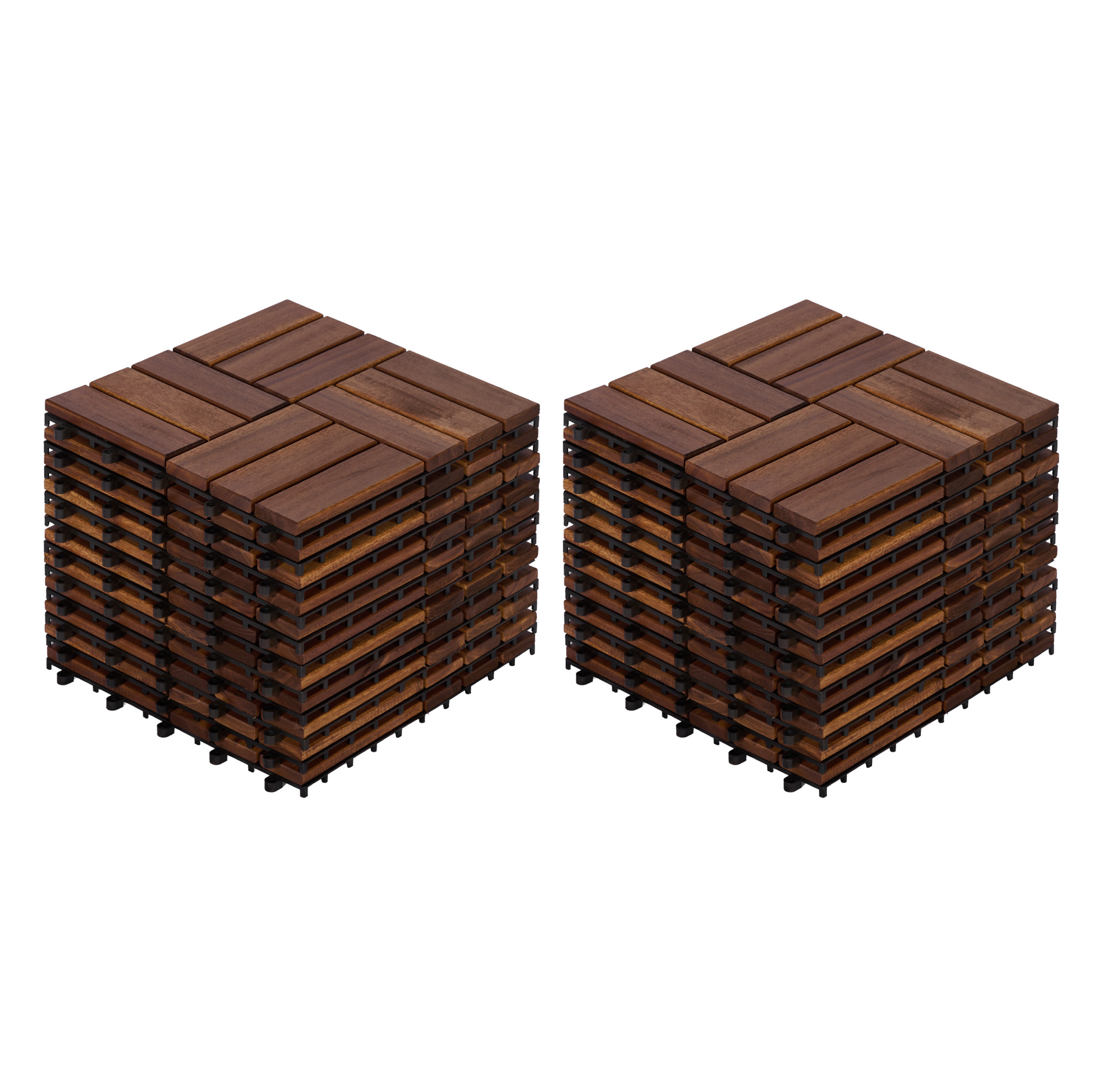 Okwish Akazienholz-klickfliesen Für Terrasse, 22 Stück, 30 X 30 Cm, Braun
