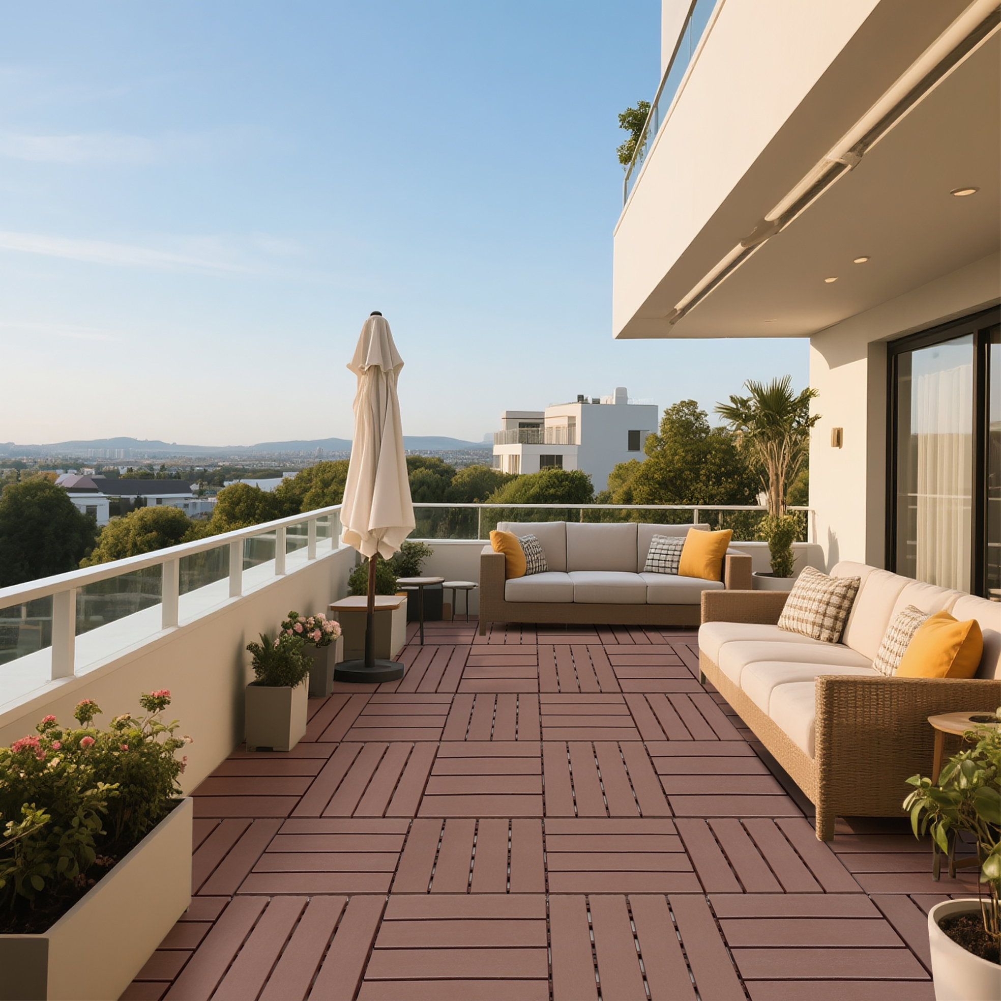 Steck-terrassenfliesen Aus Pp-kunststoff, 44 Stück, 30,5 X 30,5 Cm, Braun