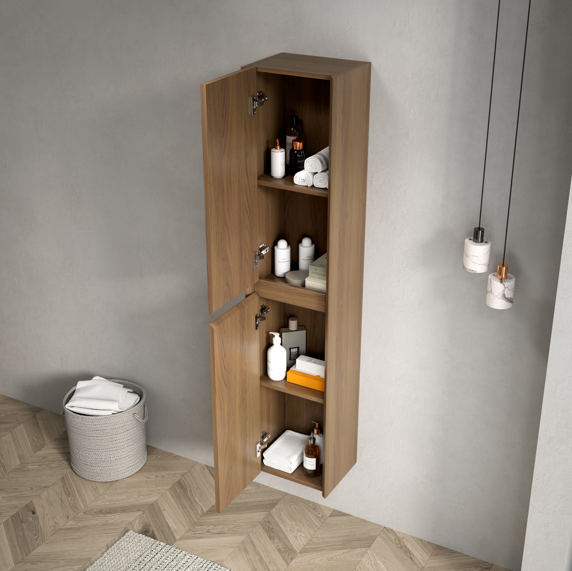 140 Cm Badezimmer-hängeschrank Mit 2 Türen, Schmaler Mehrschichtholzschrank, Espresso