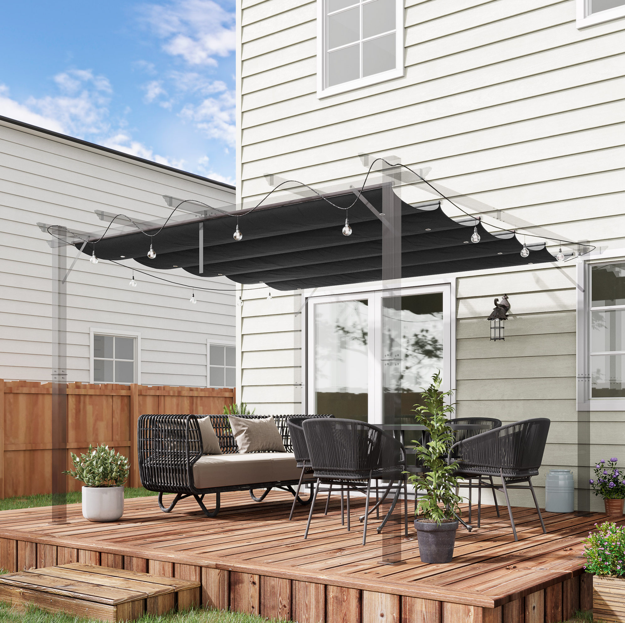 Ersatzdach Für Pergola 250 X 255 Cm Polyester Dunkelgrau Okwish