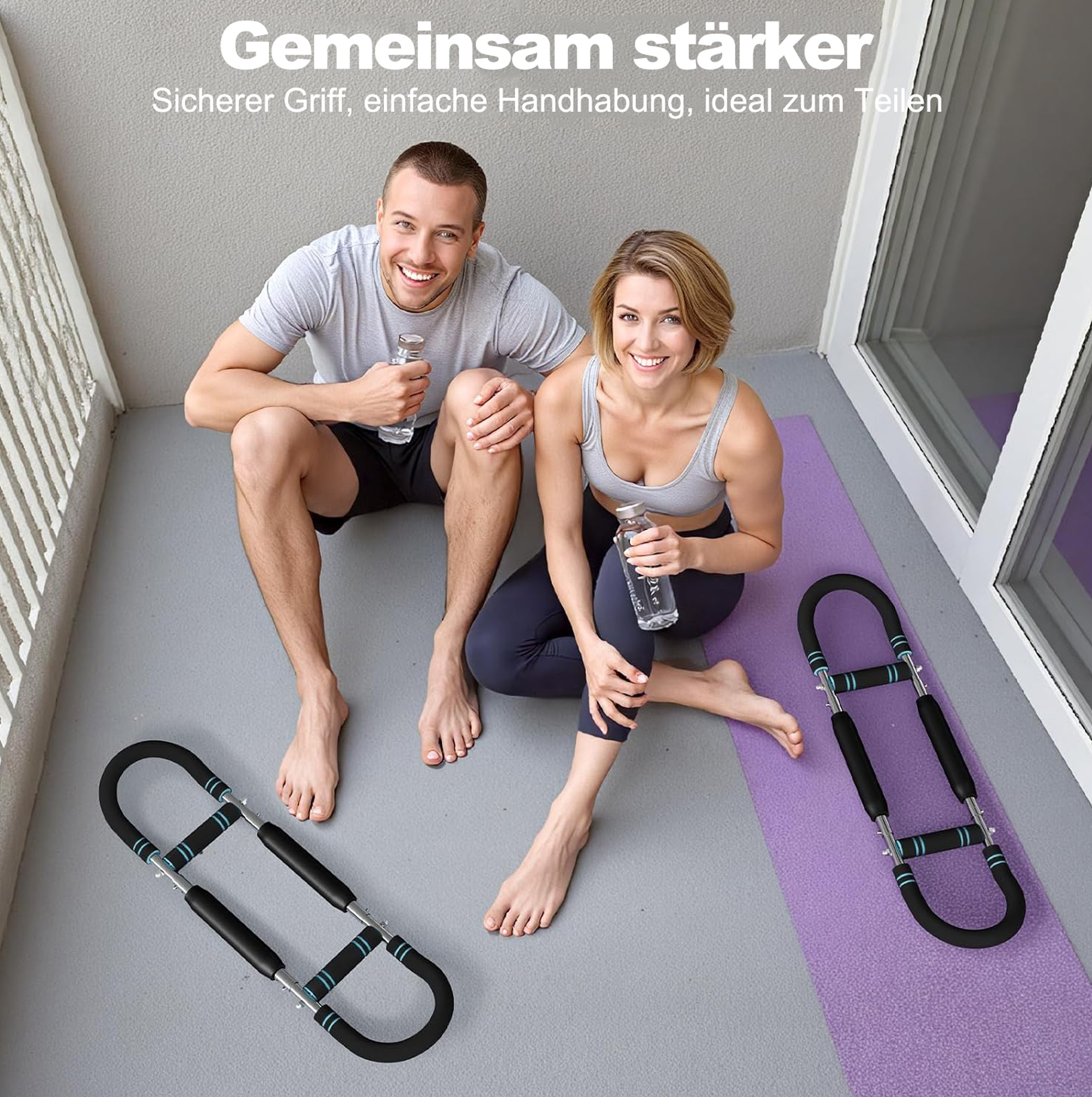 Okwish Twister Armtrainer, 3 Stufen Einstellbar, 30-50 Kg, Edelstahl, Schwarz/blau