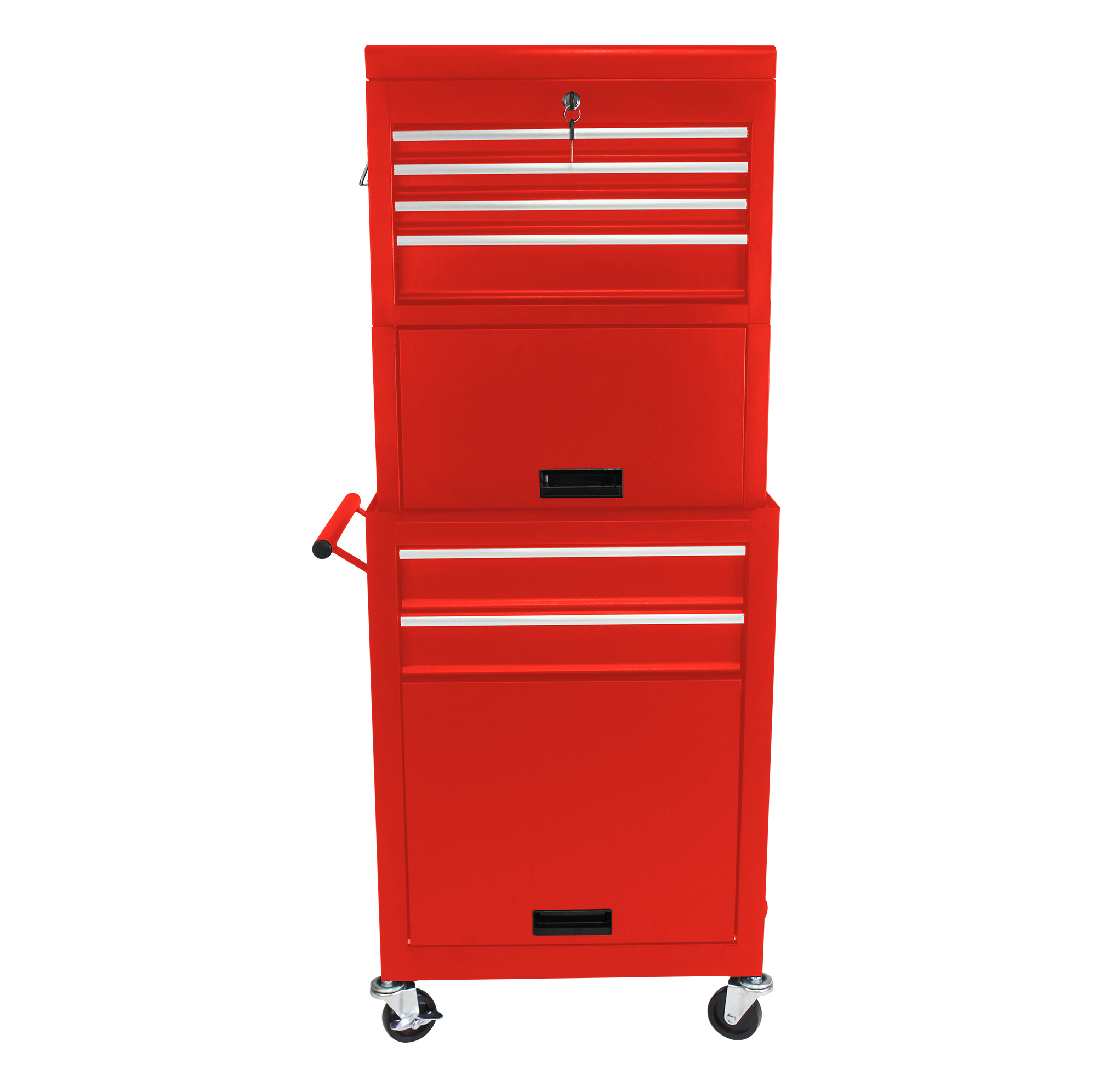 2-in-1-werkzeugwagen Mit 6 Schubladen Und Feststellbaren Rollen Aus Rotem Stahl Okwish