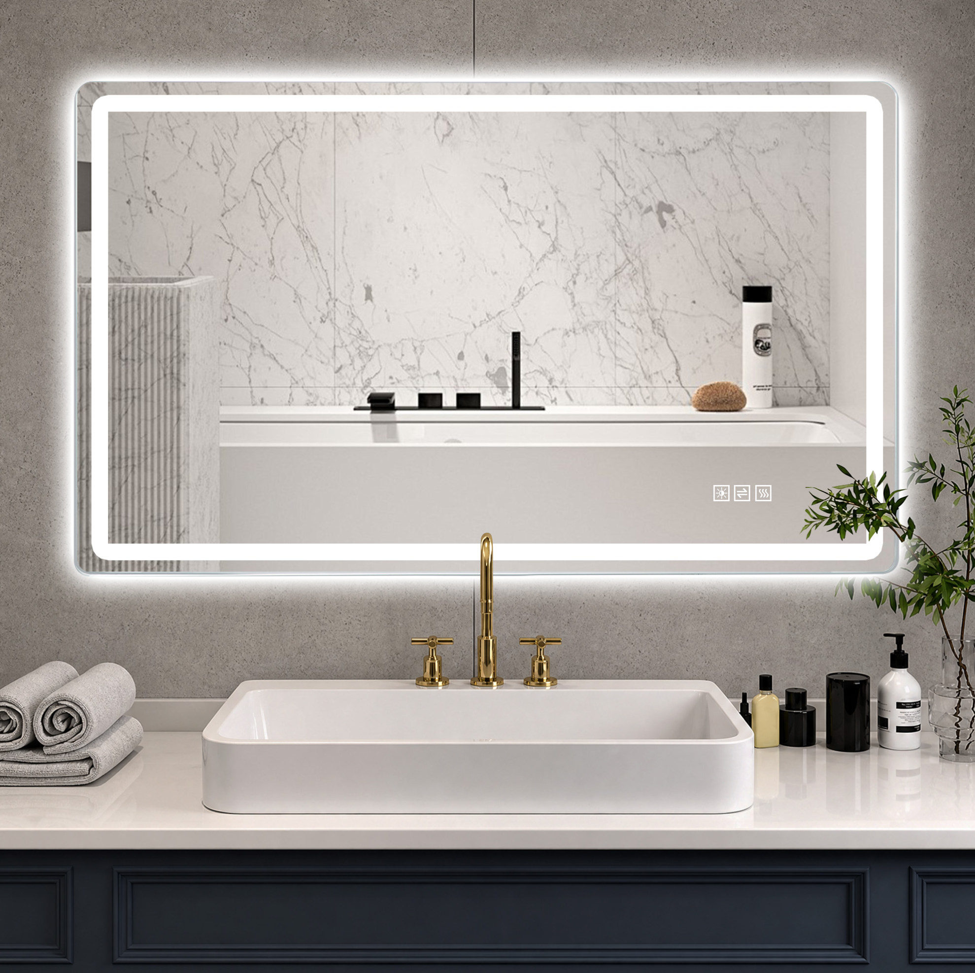 Rahmenloser Led-badspiegel 60 X 120 Cm Mit Antibeschlag Und 3 Lichtfarben Okwish