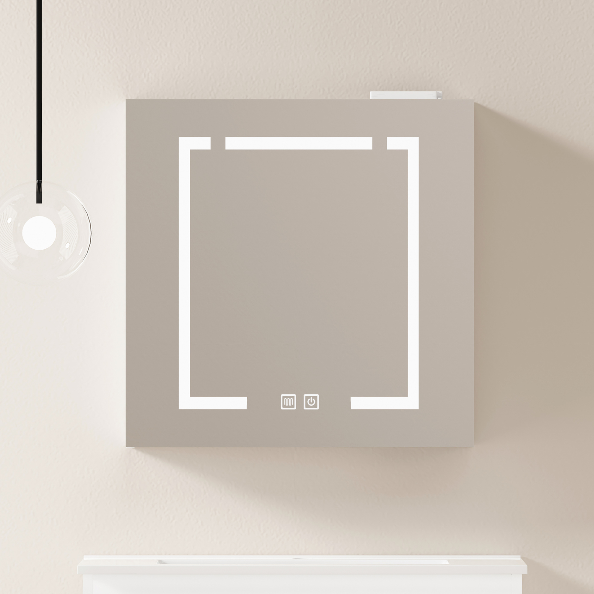 Led-spiegelschrank 60 Cm Mit Stauraum Aus Mdf Und Weißem Glas Okwish