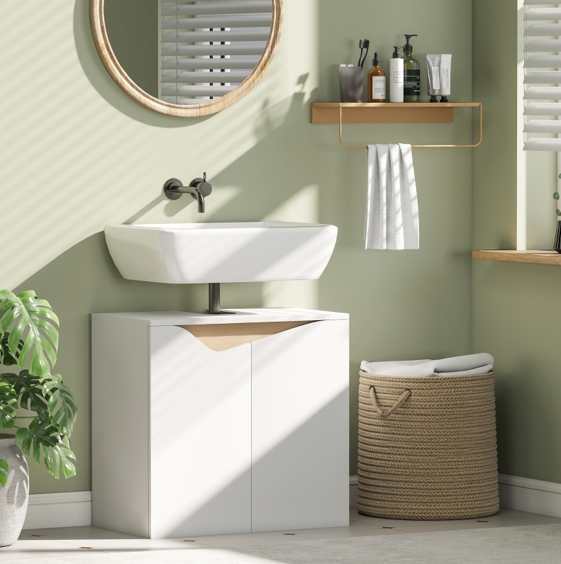 Okwish Waschbeckenunterschrank Weiß 60 X 35 X 57,9 Cm Mit Soft-close-türen